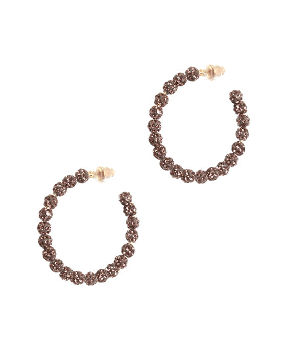25mm Rhinestone Pave Ball Hoop Earring