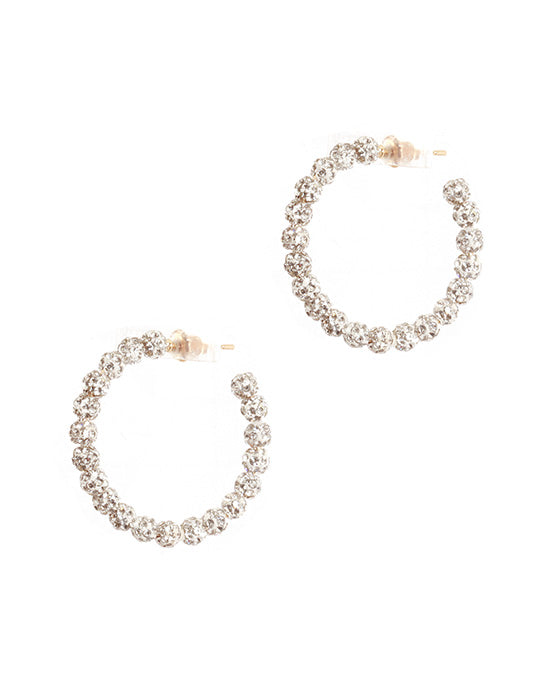 25mm Rhinestone Pave Ball Hoop Earring