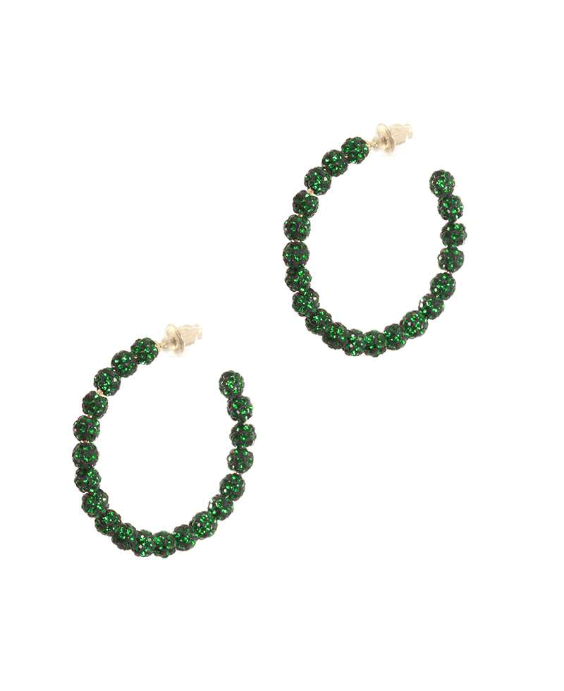 25mm Rhinestone Pave Ball Hoop Earring