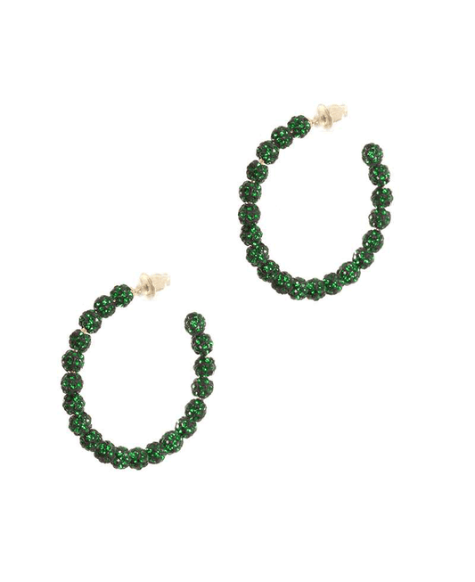 25mm Rhinestone Pave Ball Hoop Earring