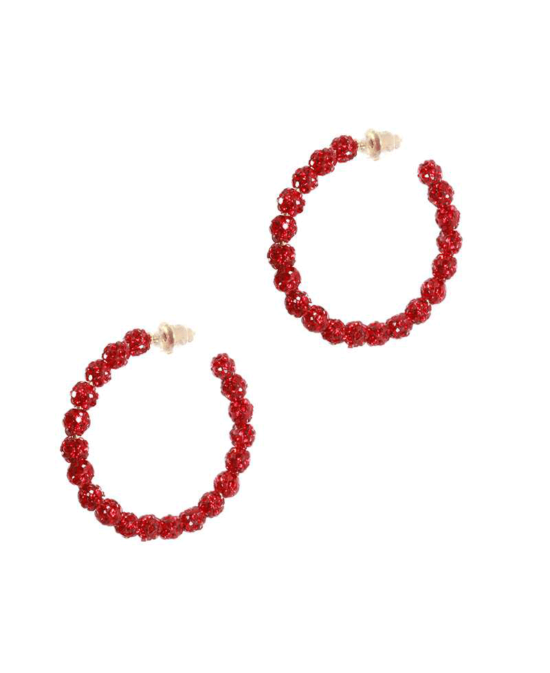 25mm Rhinestone Pave Ball Hoop Earring
