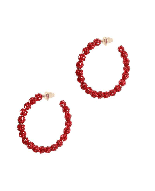 25mm Rhinestone Pave Ball Hoop Earring