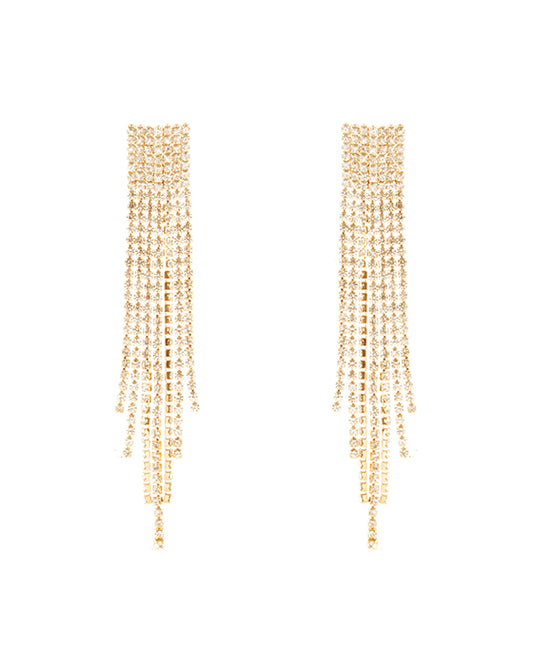 Pave Cascading Fringe Post Earring