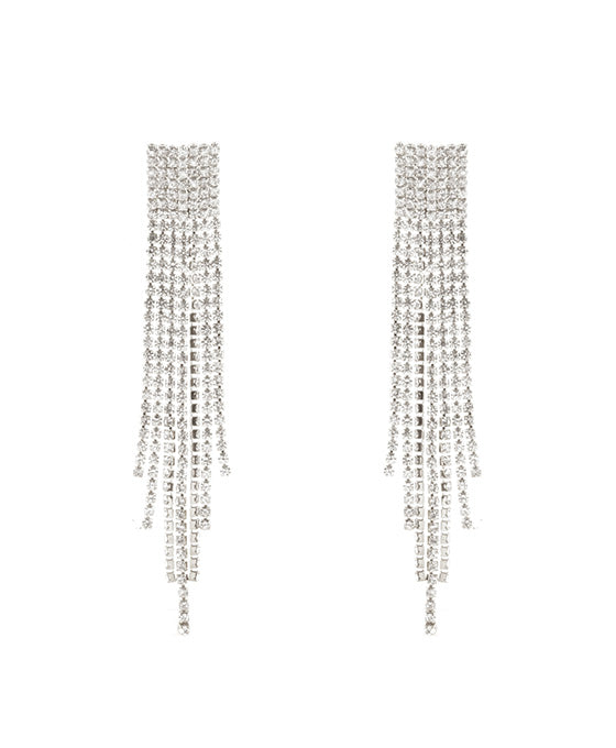 Pave Cascading Fringe Post Earring