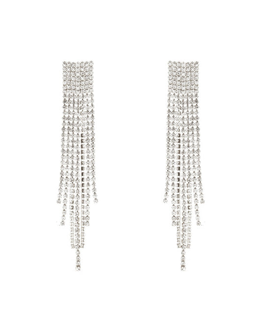 Pave Cascading Fringe Post Earring