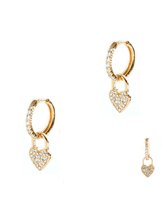 Rhinestone Heart Hoop Earring