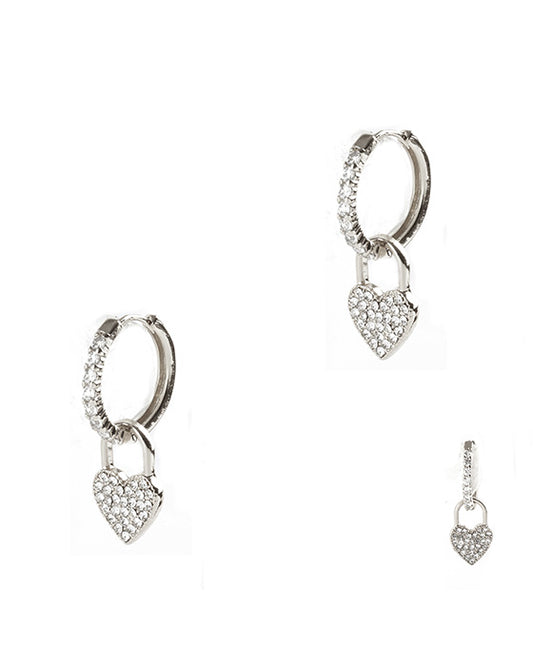 Rhinestone Heart Hoop Earring