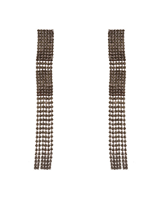 Pave Cascading Post Fringe Earring