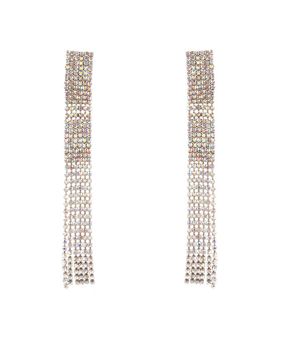 Pave Cascading Post Fringe Earring