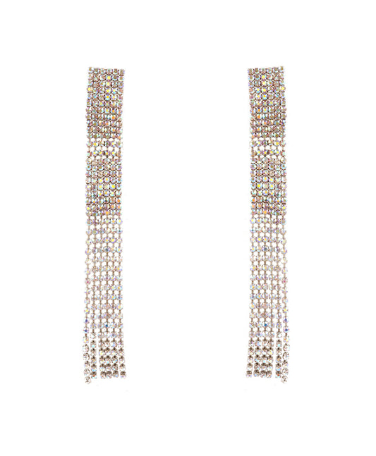 Pave Cascading Post Fringe Earring