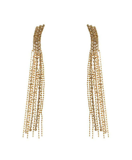 Pave Cascading Post Fringe Earring