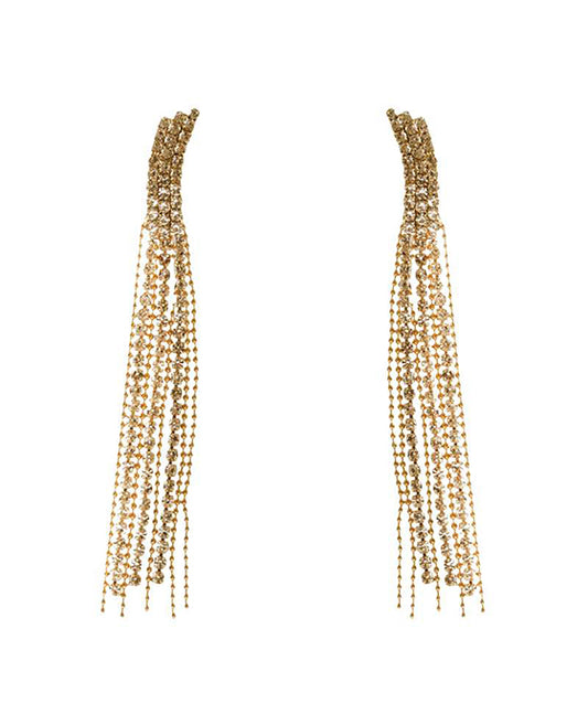 Pave Cascading Post Fringe Earring