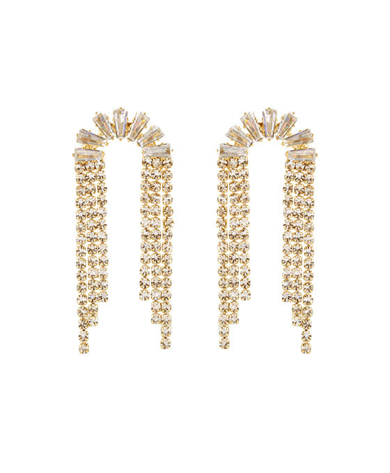 Rhinestone Pave Cascading Post Earring