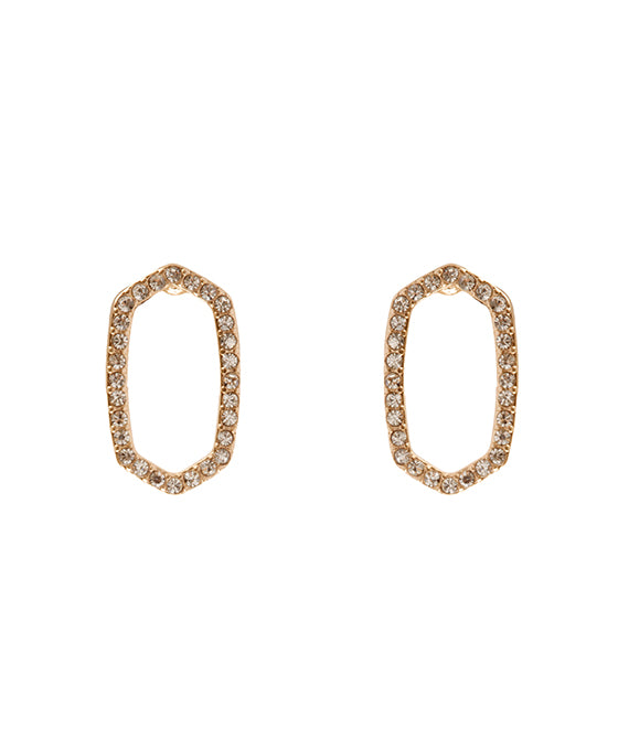 Metal Pave Geometric Post Earring