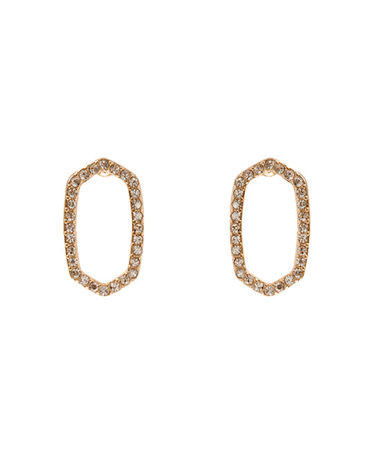 Metal Pave Geometric Post Earring