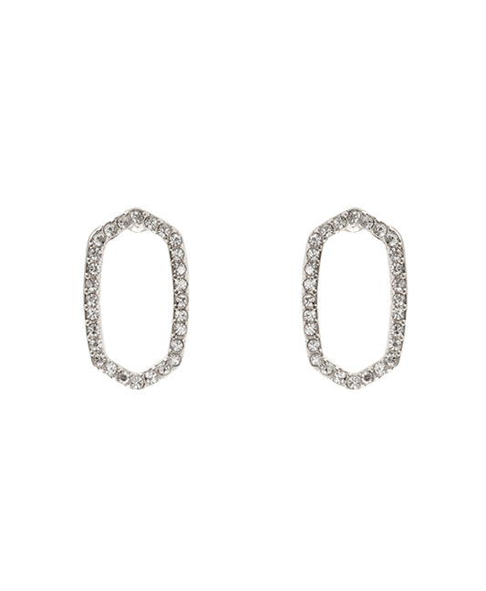 Metal Pave Geometric Post Earring
