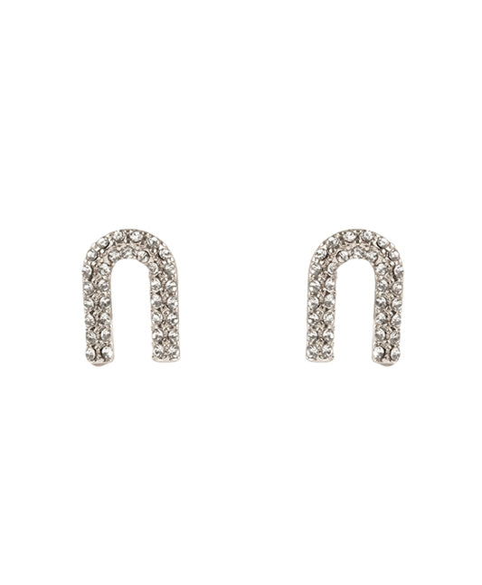 Metal Pave Rainbow Post Earring