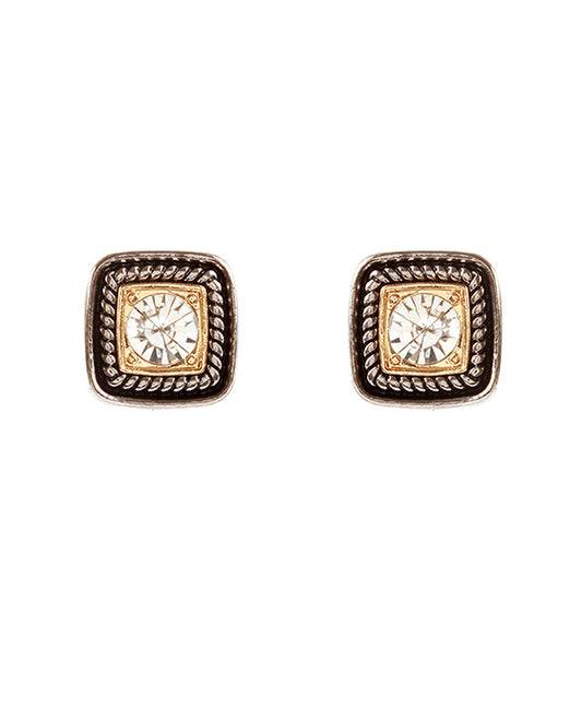 Metal Rhinestone Square Post Earring
