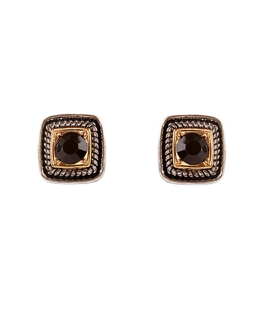 Metal Rhinestone Square Post Earring