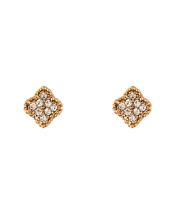 7mm Rhinestone Clover Post Earring