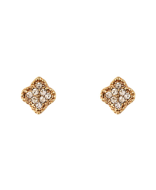 7mm Rhinestone Clover Post Earring