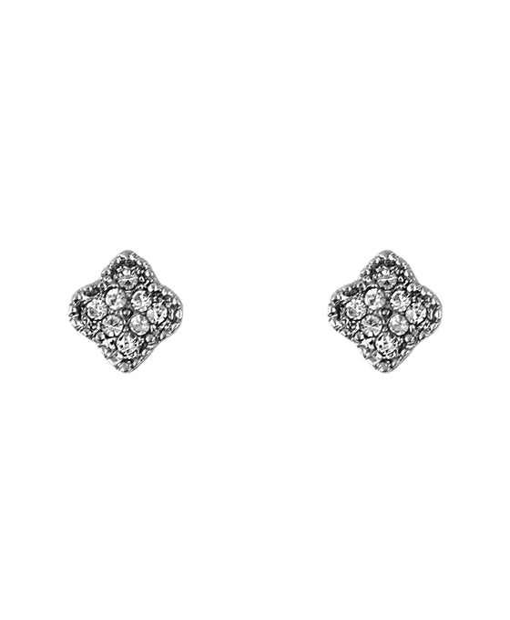 7mm Rhinestone Clover Post Earring