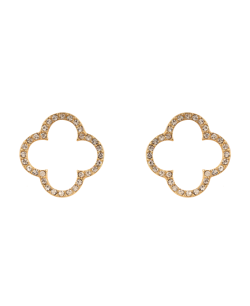 Rhinestone Clover Open Cut Post Earring