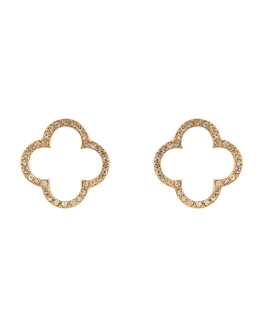 Rhinestone Clover Open Cut Post Earring