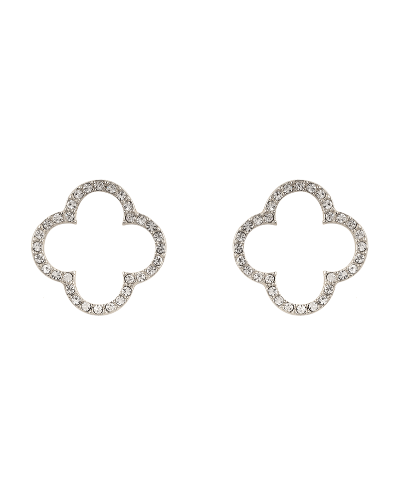 Rhinestone Clover Open Cut Post Earring
