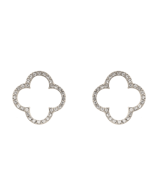 Rhinestone Clover Open Cut Post Earring