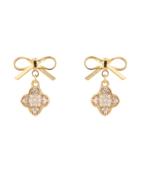 Bow w/ Clover Drop Post Earring