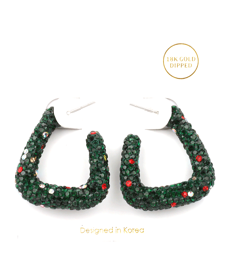 Pave Trapezoid Hoop Earring