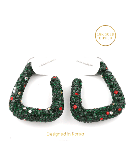 Pave Trapezoid Hoop Earring