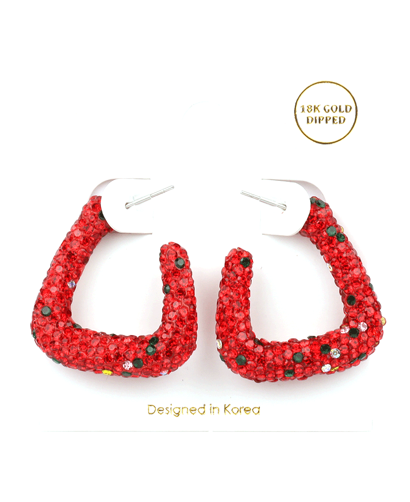 Pave Trapezoid Hoop Earring