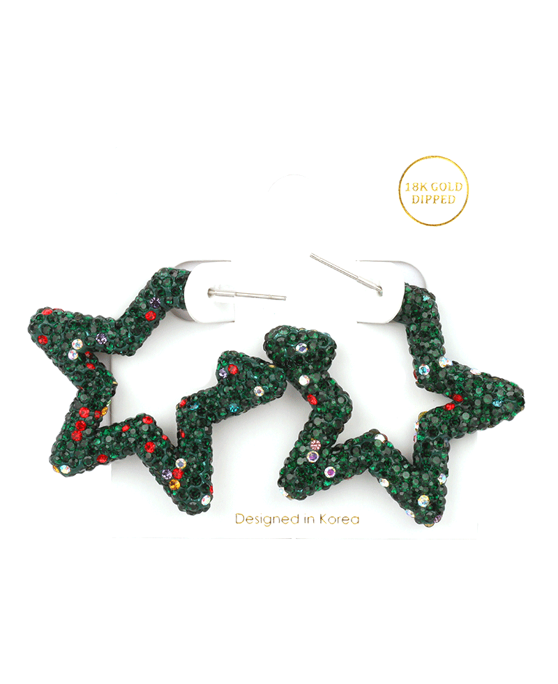 Pave Star Hoop Earring