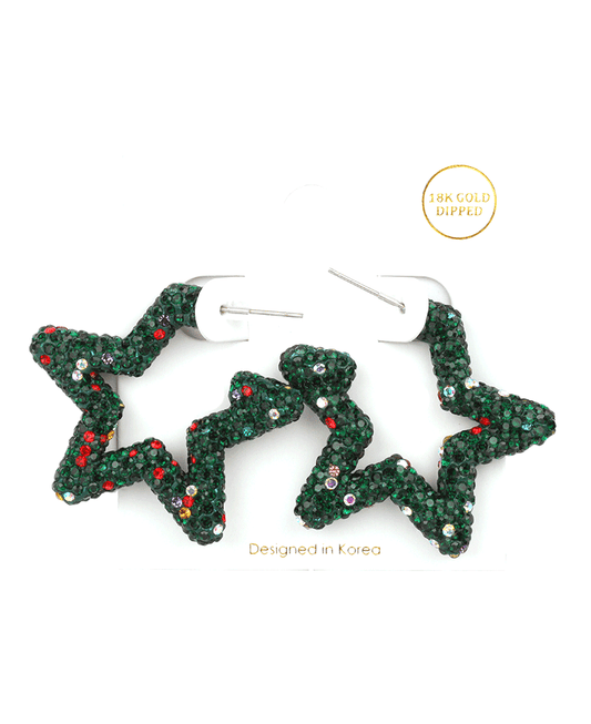 Pave Star Hoop Earring