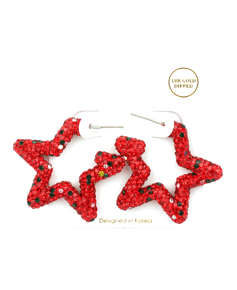 Pave Star Hoop Earring