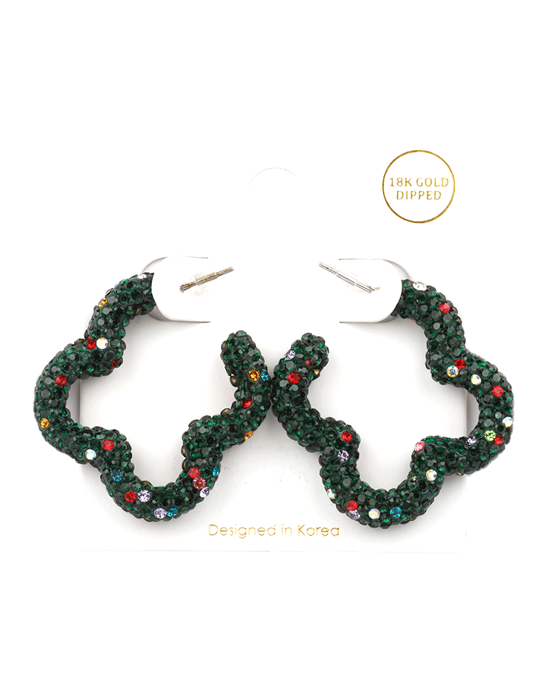 Pave Clover Hoop Earring