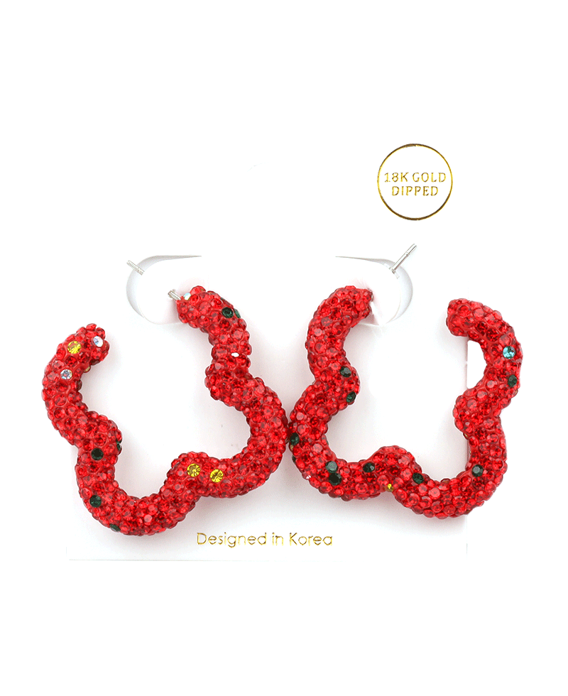 Pave Clover Hoop Earring