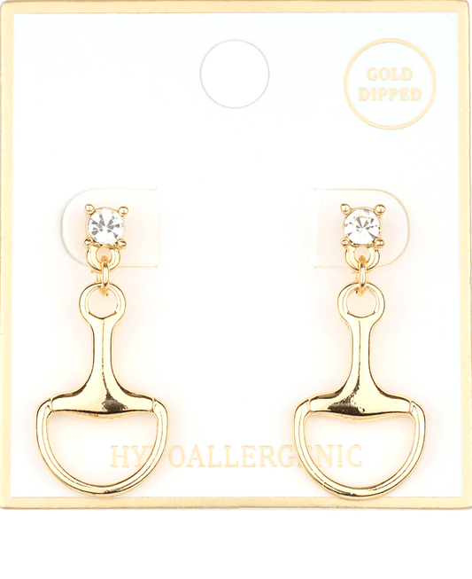 Metal Horse Bit w/ Rhinestone Post Earring