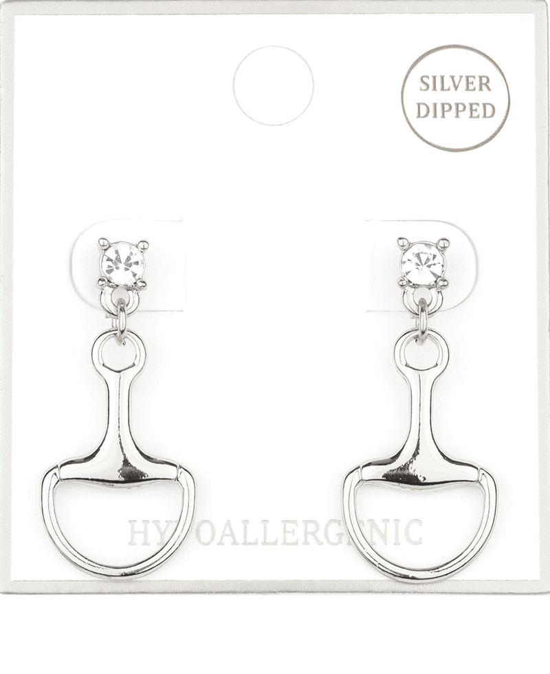 Metal Horse Bit w/ Rhinestone Post Earring
