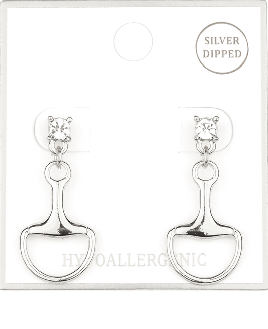 Metal Horse Bit w/ Rhinestone Post Earring