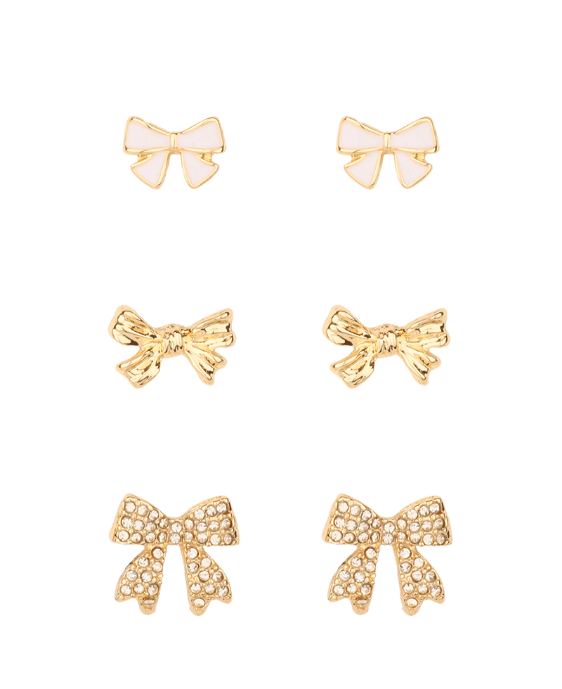 Epoxy & Metal Bow 3 Pair Earring