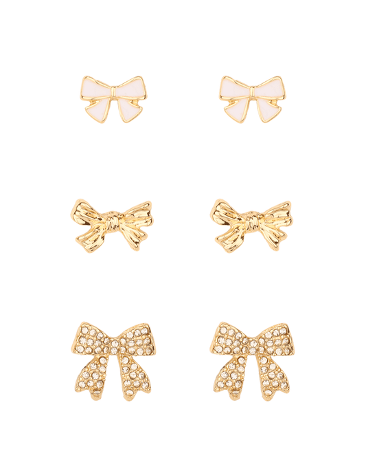 Epoxy & Metal Bow 3 Pair Earring