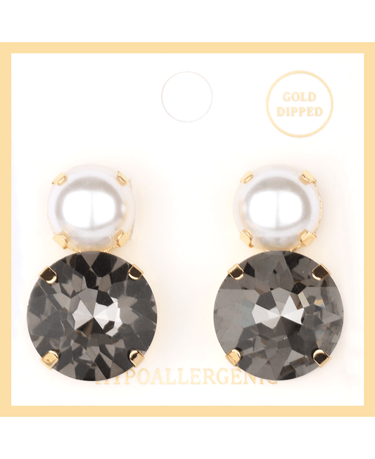 Pearl & Rhinestone Post Earring