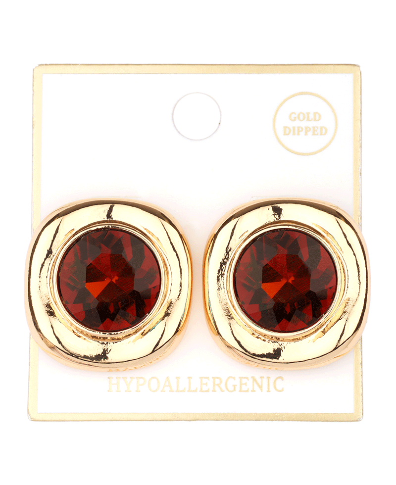 Metal Frame w/ Rhinestone Post Earring