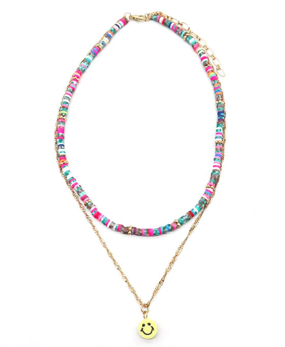 Heishi Beads w/ Smile Face Necklace