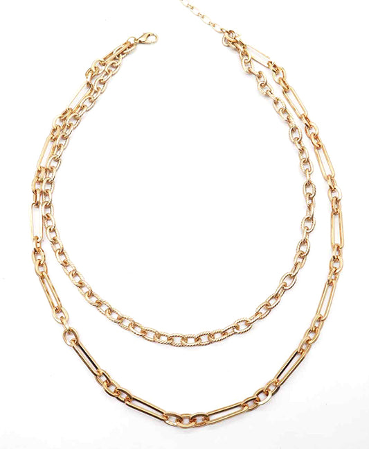 Double Layered Metal Chain Necklace