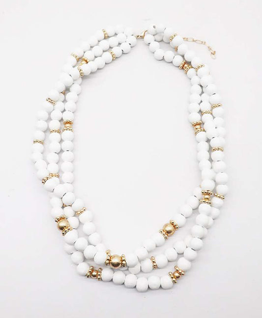 Muti Layered Wood Beads Necklace