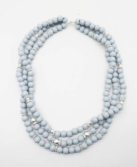 Muti Layered Wood Beads Necklace